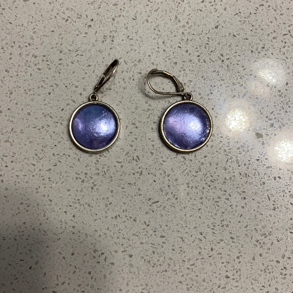 Purple metallic glass earrings